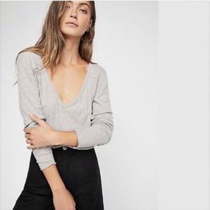 Intimately Free People Gray Rock the Boat Knit Top